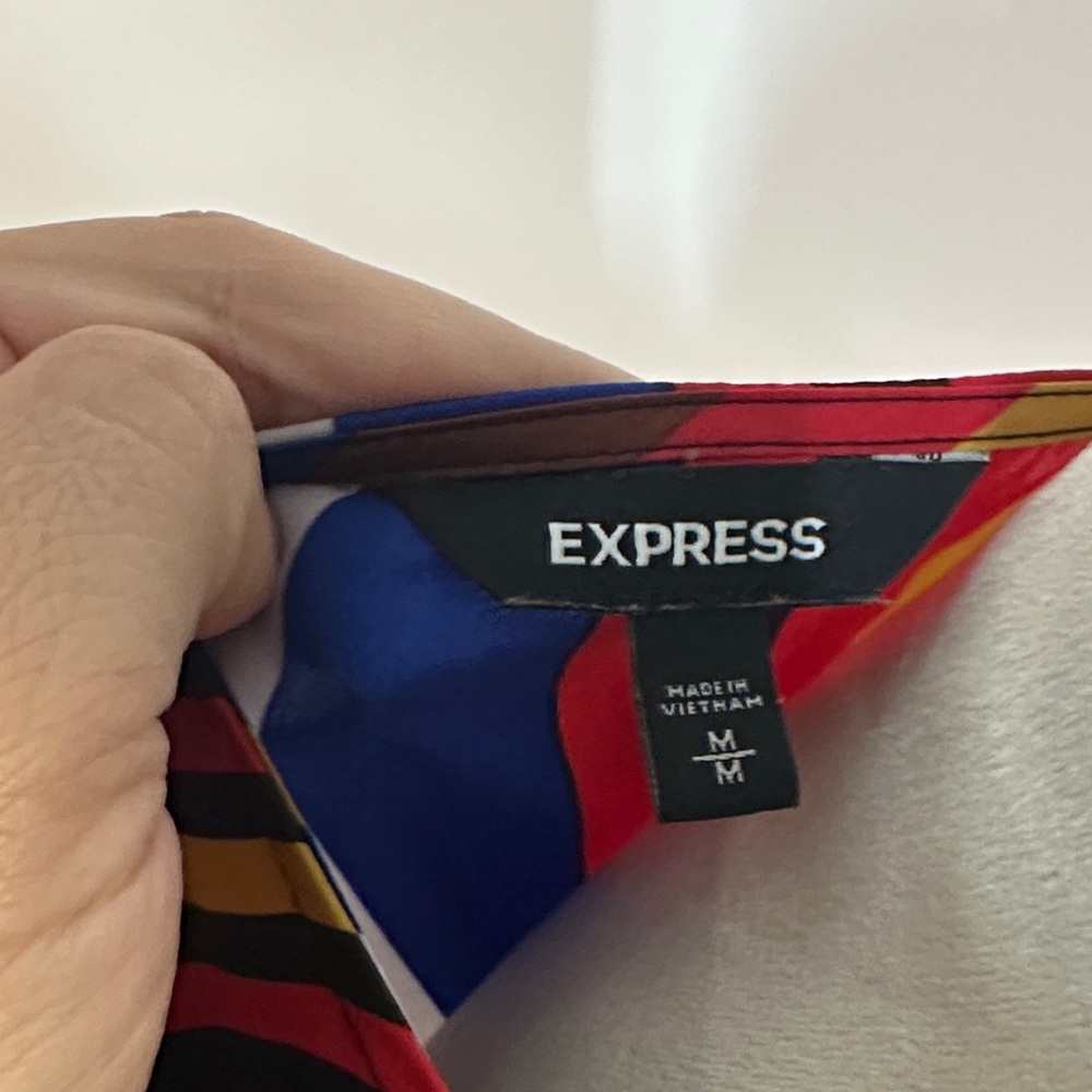Express Colorful Striped V-Neck Dress - Picture 2 of 5